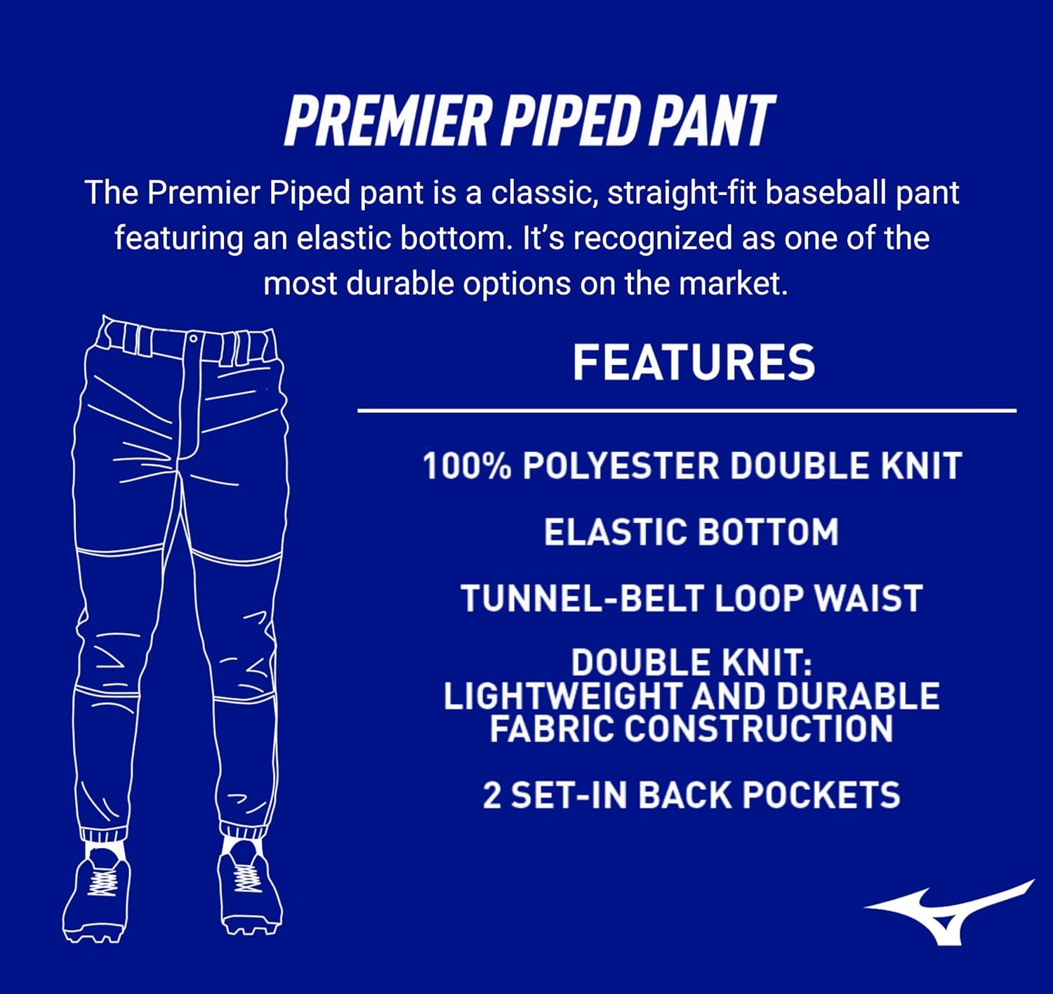 image:imageMizuno Adult Mens Premier Piped Baseball PantWhiteRed
