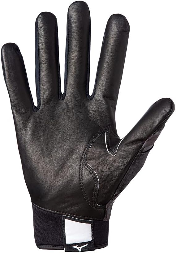 image:imageMizuno B303 Pro Adult Baseball Batting Gloves Pair Double Cabretta Leather Palm AirMesh Inserts QuikAdjust Wrist TabBlack
