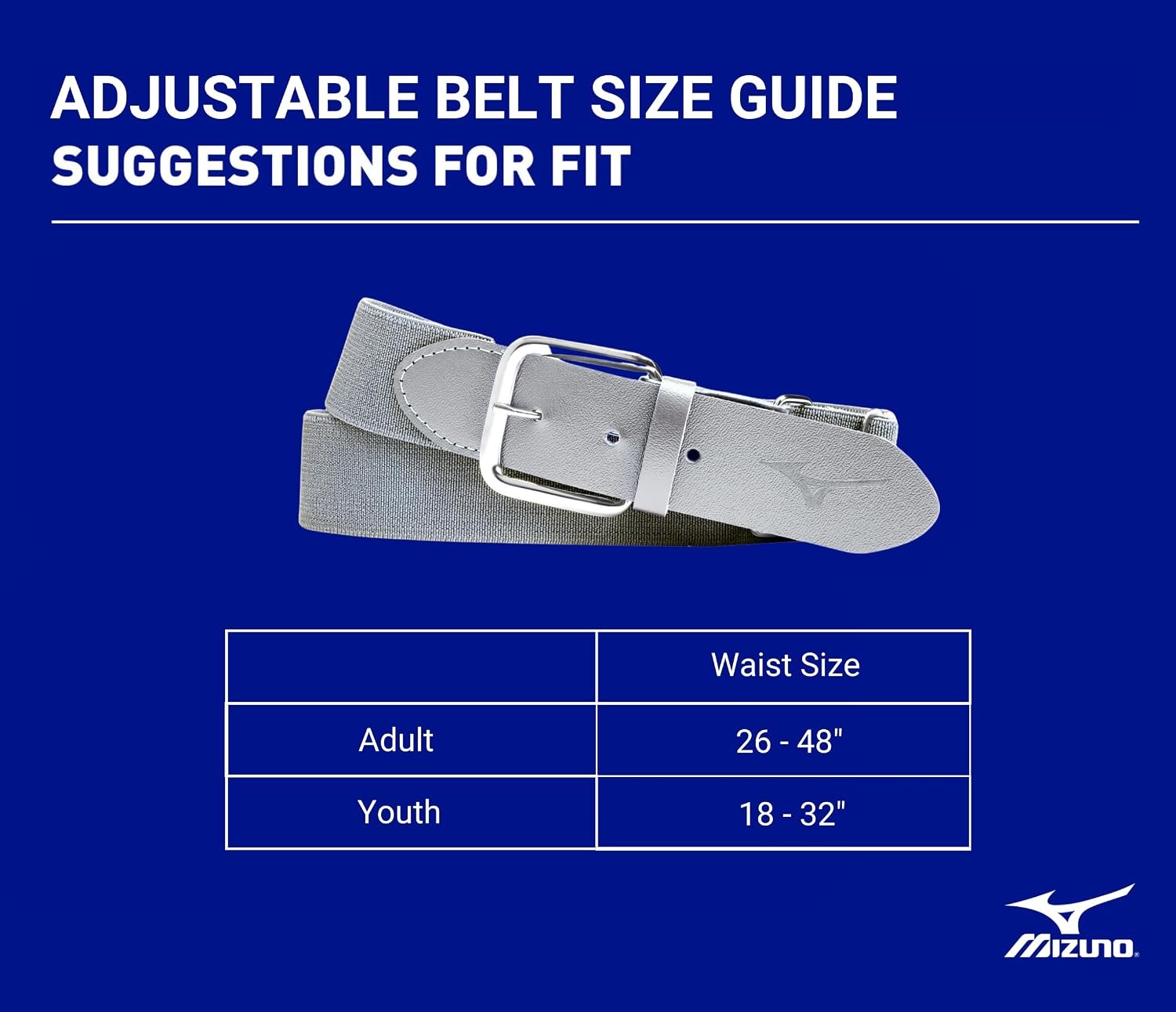 image:imageMizuno Classic Elastic BaseballSoftball Belt Youth and AdultCharcoal
