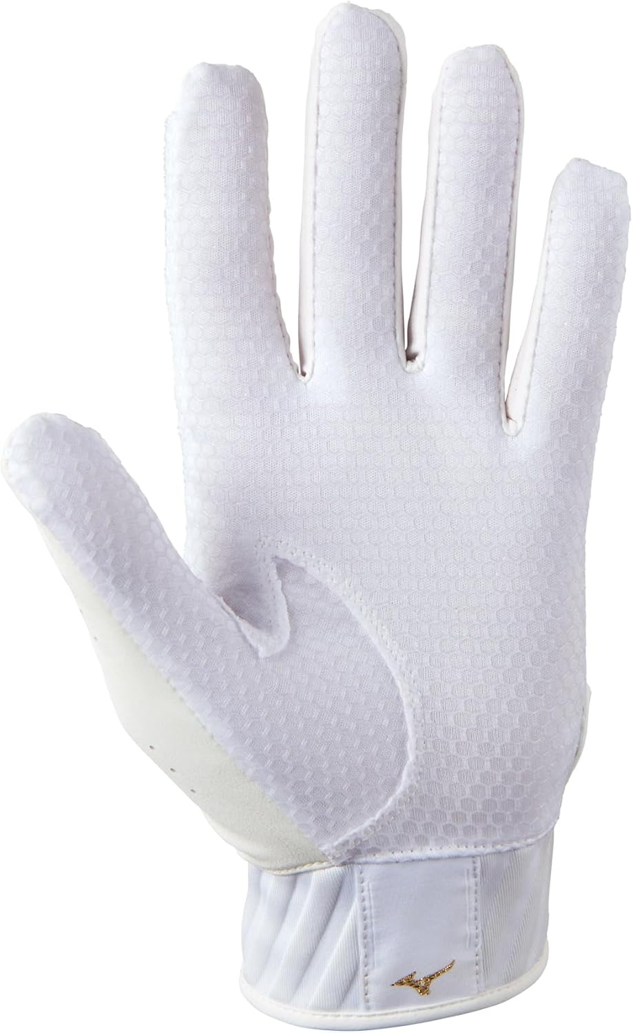 image:imageMizuno MVP Adult Baseball Batting Gloves Pair Adult Youth and TBall Nonslip Palm FlexMesh Back QuikAdjust Wrist TabWhiteGold