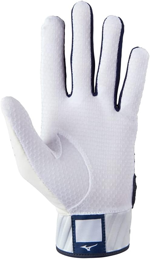 image:imageMizuno MVP Adult Baseball Batting Gloves Pair Adult Youth and TBall Nonslip Palm FlexMesh Back QuikAdjust Wrist TabWhiteNavy