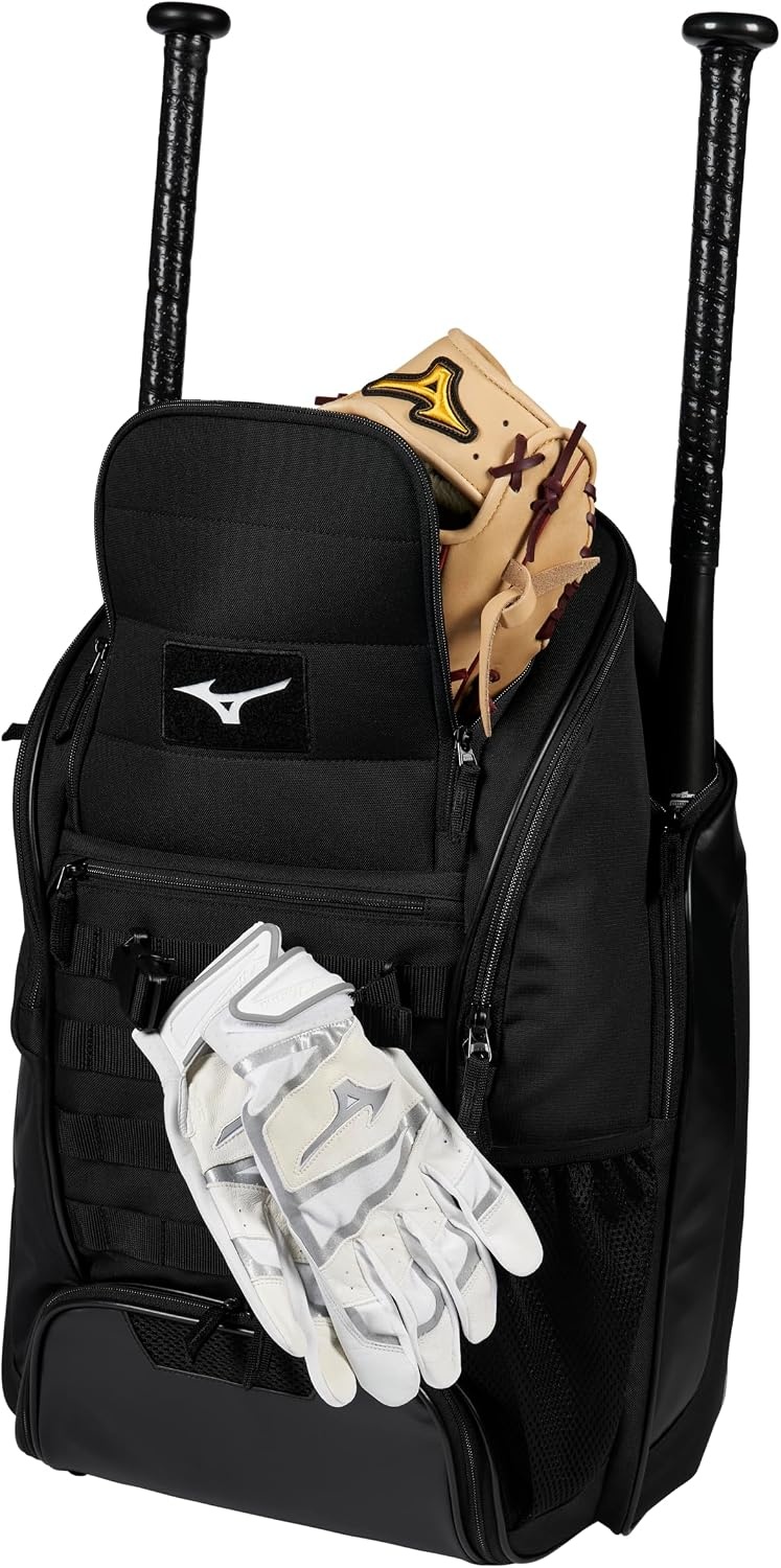 image:imageMizuno Pro Batpack 22 Baseball and Softball Bag 4 Bat Sleeves Molded Glove Compartment Laptop Sleeve Padded Back
