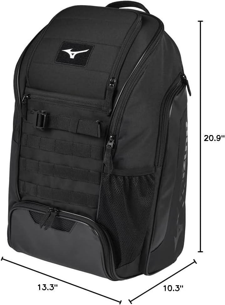 image:imageMizuno Pro Batpack 22 Baseball and Softball Bag 4 Bat Sleeves Molded Glove Compartment Laptop Sleeve Padded Back