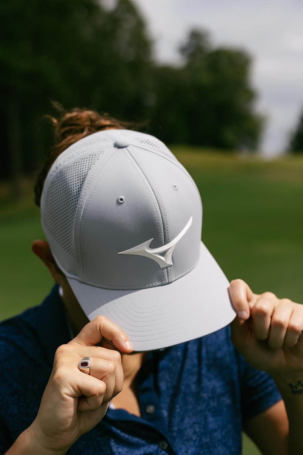image:imageMizuno Unisex Tour Vent Adjustable Golf HatLight Greywhite