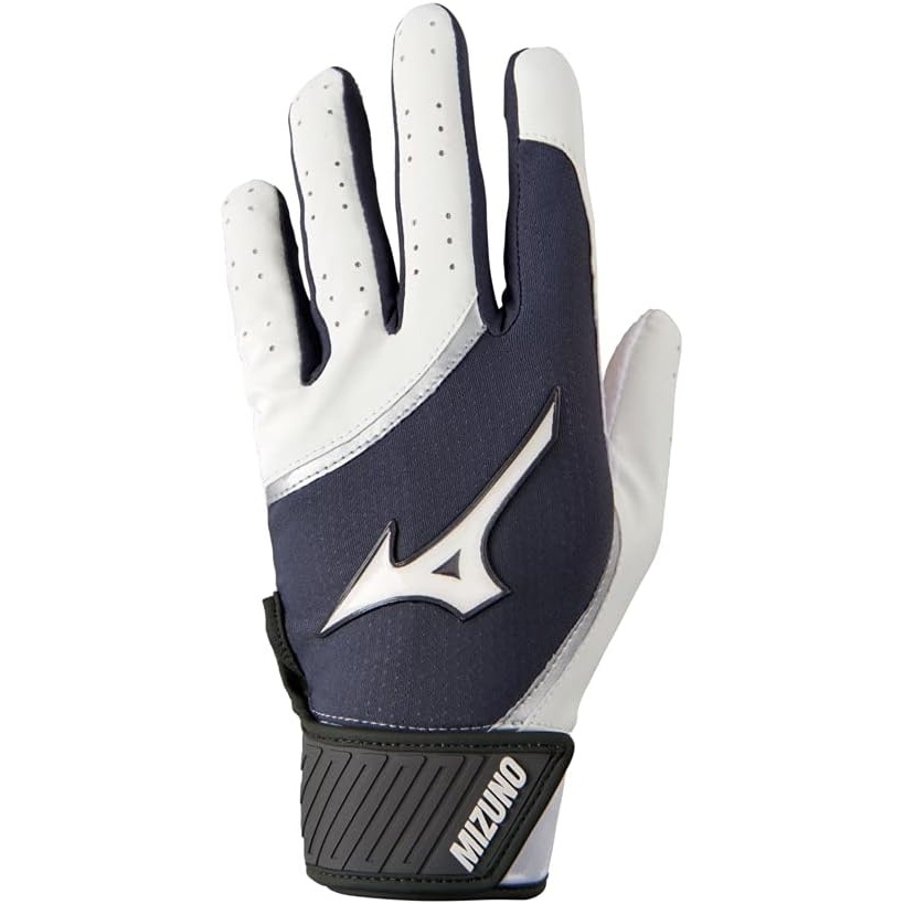 image:imageMizuno MVP Adult Baseball Batting Gloves Pair Adult Youth and TBall Nonslip Palm FlexMesh Back QuikAdjust Wrist TabWhiteGrey
