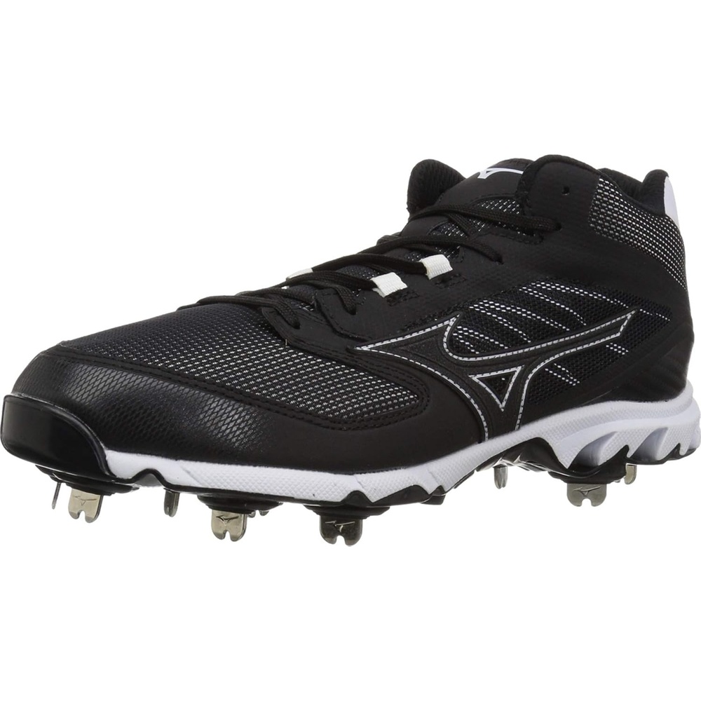 image:imageMizuno Mens 9Spike Dominant IC Mid Metal Baseball Cleat Athletic Shoe BlackWhiteBlackWhite