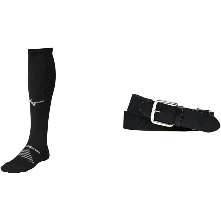 image:imageMizuno Performance OTC Socks with Classic Elastic Belt Youth and Adult Sizes Baseball and Softball Black Medium Socks Youth Belt