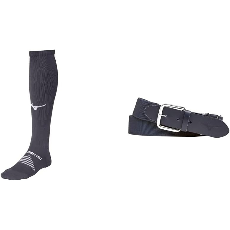image:imageMizuno Performance OTC Socks with Classic Elastic Belt Youth and Adult Sizes Baseball and Softball Charcoal Small Socks Adult Belt