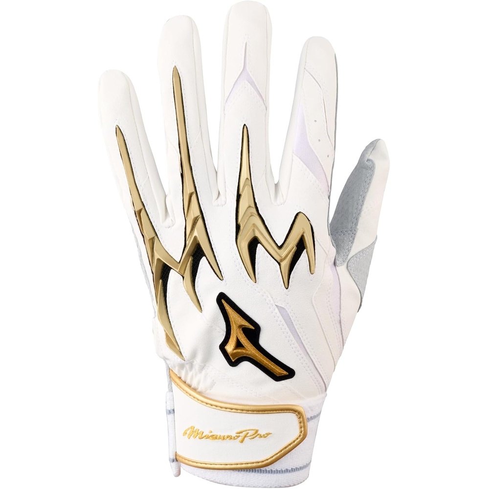 image:imageMizuno Pro PowerArc Baseball Batting GloveWhiteGold