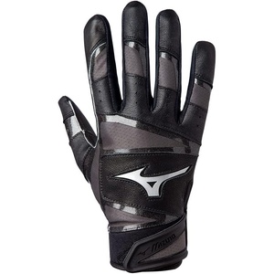 Mizuno B-303 Pro Adult Baseball Batting Gloves | Pair | Double Cabretta Leather Palm | AirMesh Inserts | QuikAdjust Wrist Tab(Black)