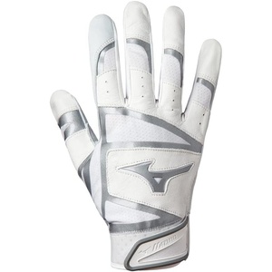 Mizuno B-303 Pro Adult Baseball Batting Gloves | Pair | Double Cabretta Leather Palm | AirMesh Inserts | QuikAdjust Wrist Tab(White)