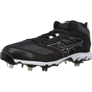 Mizuno Men’s 9-Spike Dominant IC Mid Metal Baseball Cleat Athletic Shoe, Black/White(Black/White)