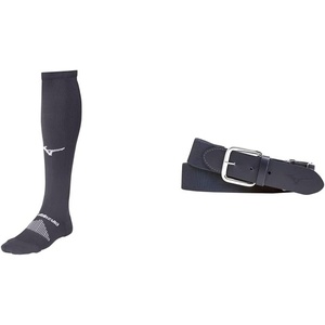 Mizuno Performance OTC Socks with Classic Elastic Belt – Youth and Adult Sizes | Baseball and Softball | Charcoal | Small Socks, Adult Belt