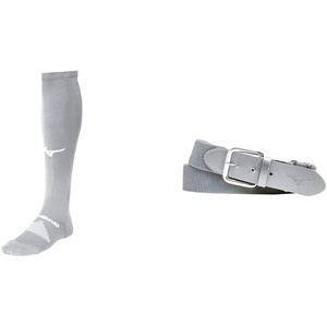 Mizuno Performance OTC Socks with Classic Elastic Belt – Youth and Adult Sizes | Baseball and Softball | Grey | Medium Socks, Adult Belt