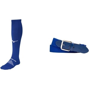 Mizuno Performance OTC Socks with Classic Elastic Belt – Youth and Adult Sizes | Baseball and Softball | Royal | Small Socks, Youth Belt