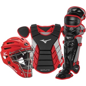 Mizuno Samurai Adult Baseball Boxed Catcher’s Gear Set(Black/Red)