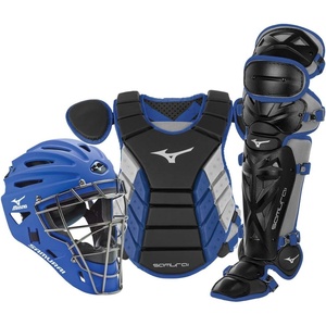 Mizuno Samurai Adult Baseball Boxed Catcher’s Gear Set(Black/Royal)
