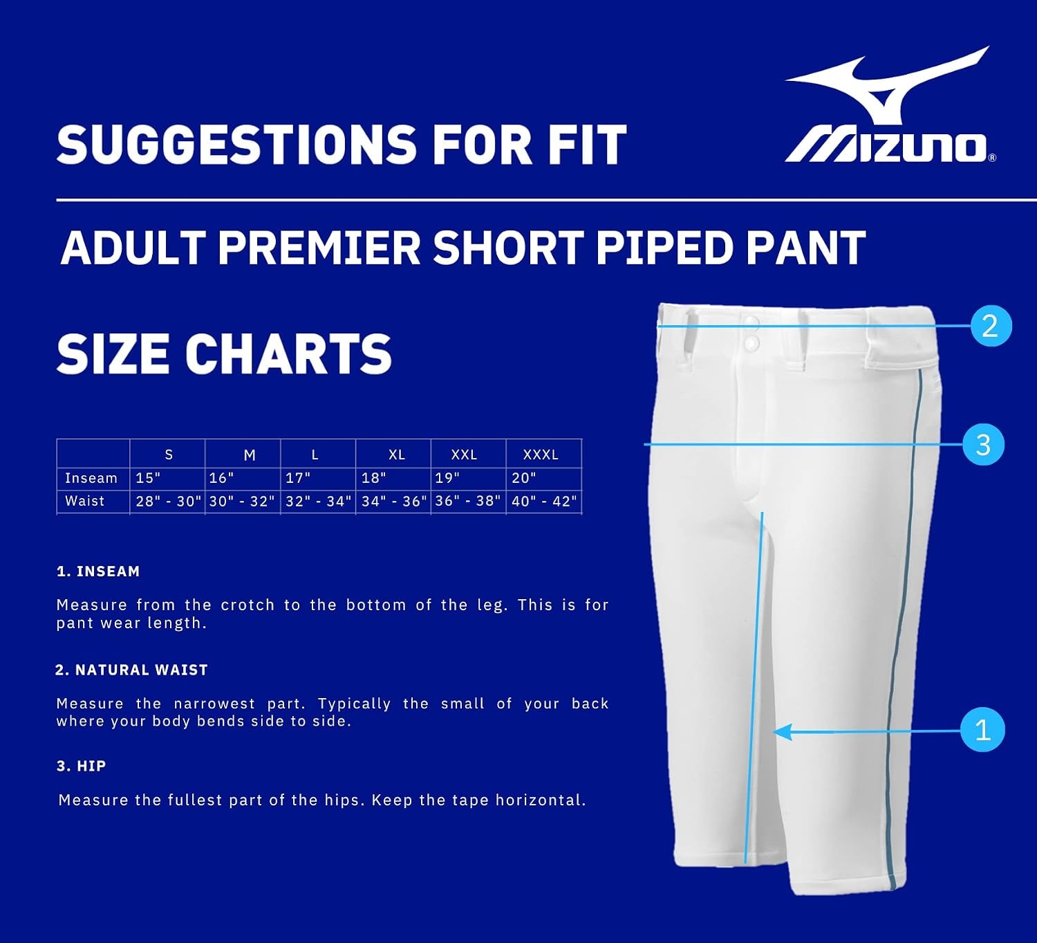 image:imageMizuno Adult Mens Premier Piped Short Baseball PantWhiteRoyal