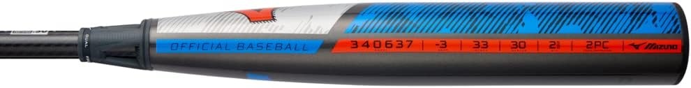 image:imageMizuno B23PWR CRBN 3 BBCOR Baseball Bat 2 58 inch Barrel 2 Piece Composite Detonator Cor Dual Frequency Damper Black Onyx Carbon SpeedHelix GripB23PWR CRBN 3 BBCOR Baseball Bat