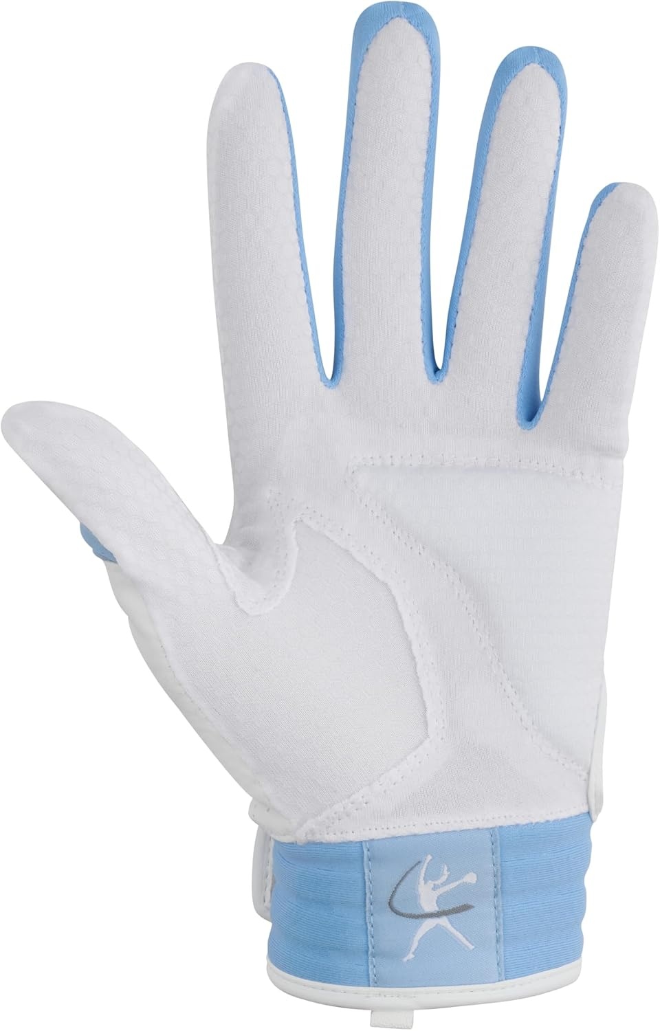 image:imageMizuno Finch Softball Padded Batting Gloves Pair Adult and Youth Nonslip Palm Padded ShockPalm FlexMesh Back QuikAdjust Wrist TabLight Blue