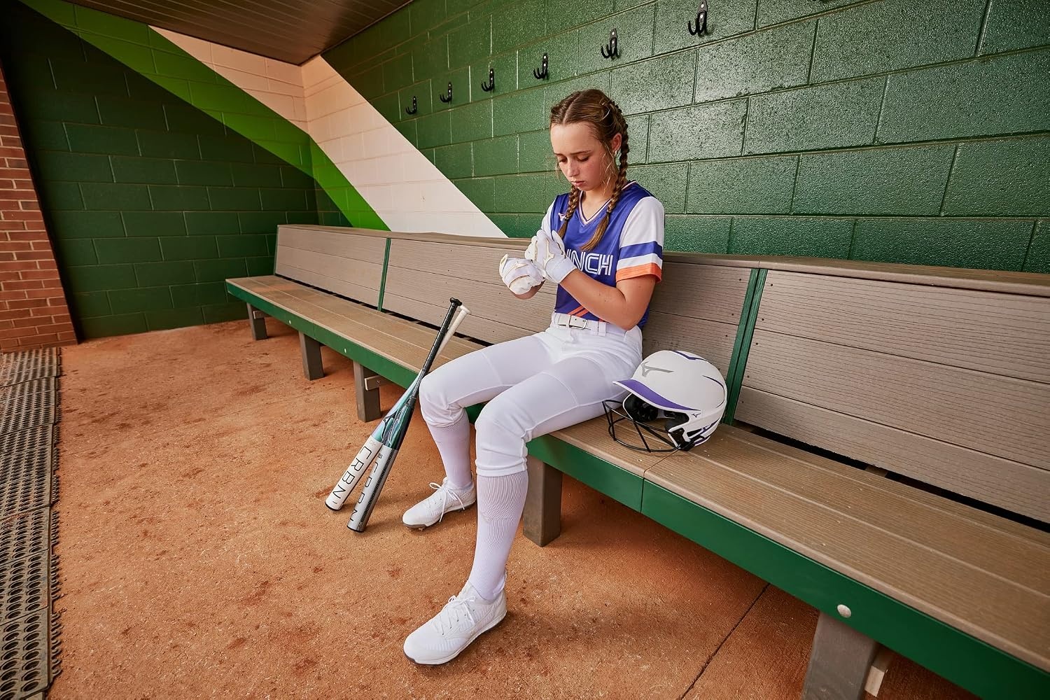 image:imageMizuno Finch Softball Padded Batting Gloves Pair Adult and Youth Nonslip Palm Padded ShockPalm FlexMesh Back QuikAdjust Wrist TabWhiteCharcoal
