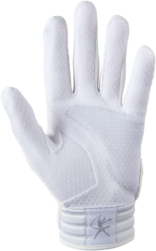 image:imageMizuno Finch Softball Padded Batting Gloves Pair Adult and Youth Nonslip Palm Padded ShockPalm FlexMesh Back QuikAdjust Wrist TabWhiteGold