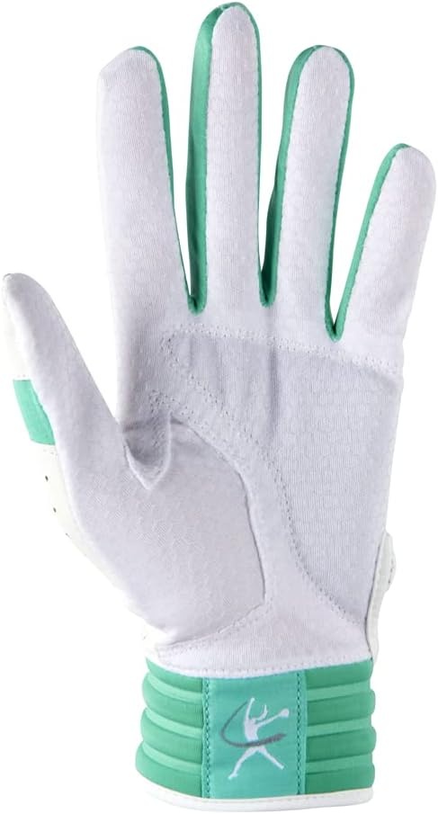 image:imageMizuno Finch Softball Padded Batting Gloves Pair Adult and Youth Nonslip Palm Padded ShockPalm FlexMesh Back QuikAdjust Wrist TabWhiteMint