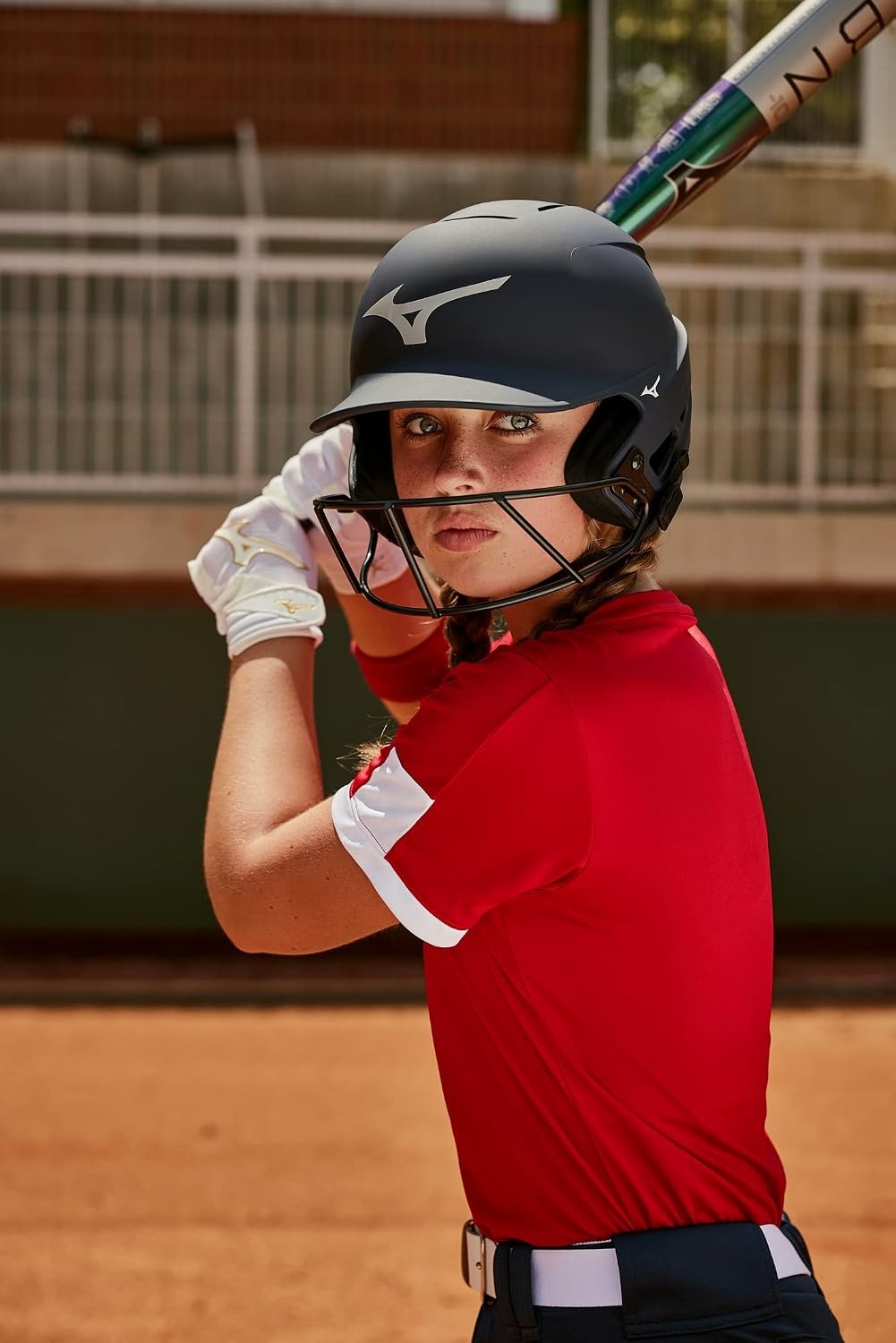image:imageMizuno Finch Softball Padded Batting Gloves Pair Adult and Youth Nonslip Palm Padded ShockPalm FlexMesh Back QuikAdjust Wrist TabWhitePink