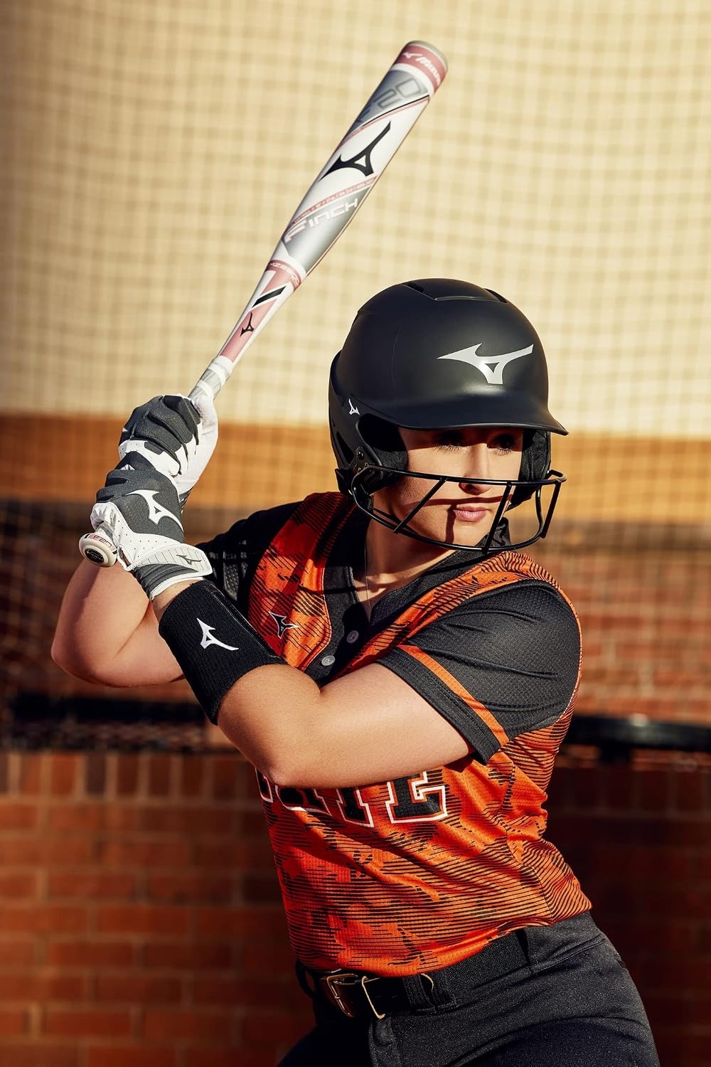 image:imageMizuno Finch Softball Padded Batting Gloves Pair Adult and Youth Nonslip Palm Padded ShockPalm FlexMesh Back QuikAdjust Wrist TabWhiteRed