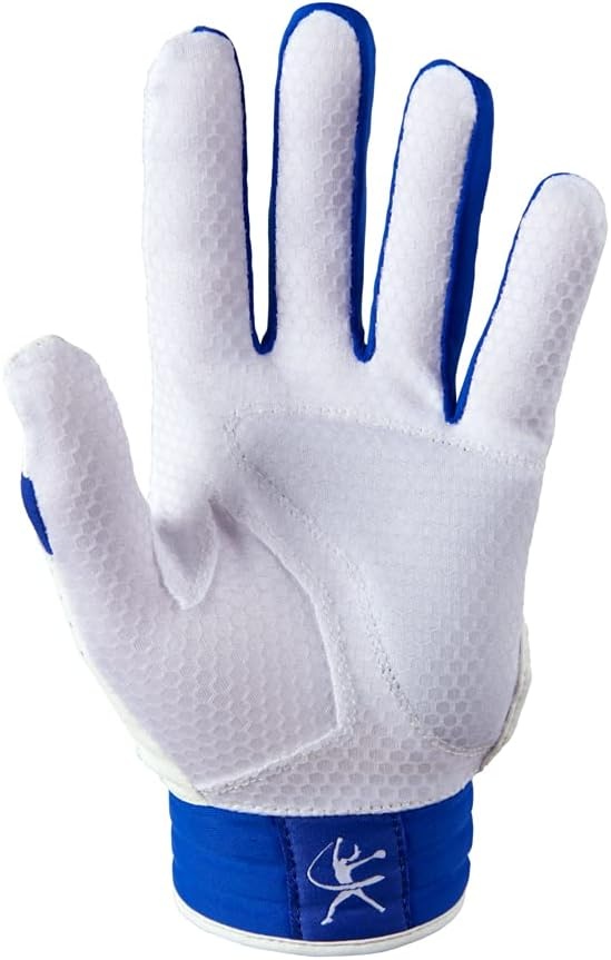 image:imageMizuno Finch Softball Padded Batting Gloves Pair Adult and Youth Nonslip Palm Padded ShockPalm FlexMesh Back QuikAdjust Wrist TabWhiteRoyal