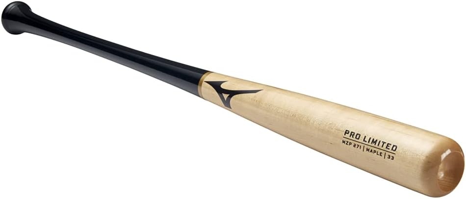 image:imageMizuno Pro Limited Maple Wood Baseball Bat Rock Hard Maple Compressed Barrel Ink Dot Cupped End271 NaturalBlack