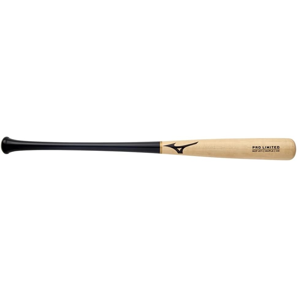 image:imageMizuno Pro Limited Maple Wood Baseball Bat  Rock Hard Maple  Compressed Barrel  Ink Dot  Cupped End271 NaturalBlack