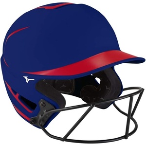 Mizuno Adult F6 Fastpitch Softball Batting Helmet with Mask(Red/Navy)