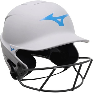 Mizuno Adult F6 Fastpitch Softball Batting Helmet with Mask(White/Light Blue)