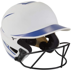 Mizuno Adult F6 Fastpitch Softball Batting Helmet with Mask(White/Royal)