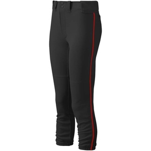 Mizuno Adult Women’s Belted Piped Fastpitch Softball Pant(Black-red)