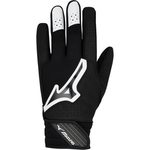 Mizuno Finch Softball Padded Batting Gloves | Pair | Adult and Youth | Nonslip Palm | Padded ShockPalm | FlexMesh Back | QuikAdjust Wrist Tab(Black-White)