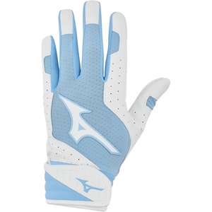 Mizuno Finch Softball Padded Batting Gloves | Pair | Adult and Youth | Nonslip Palm | Padded ShockPalm | FlexMesh Back | QuikAdjust Wrist Tab(Light Blue)