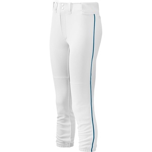 Mizuno Girl’s (Youth) Belted Piped Softball Pant(White/Navy)