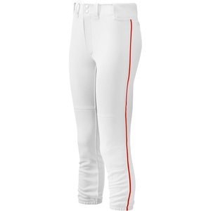 Mizuno Girl’s (Youth) Belted Piped Softball Pant(White/Red)