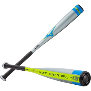 Mizuno HOT METAL T-Ball -13 USA Baseball Bat | 2 1/4 inch Barrel | 1 Piece Aluminum | Lightweight Design | Speed Helix Grip(HOT METAL – T-Ball USA Baseball Bat (-13))