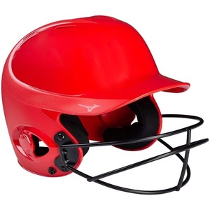 Mizuno MVP Series Solid Batting Helmet with Fastpitch Softball Mask(Red)