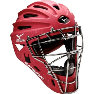 Mizuno Samurai Women’s Fastpitch Softball Catcher’s Helmet(Cardinal)