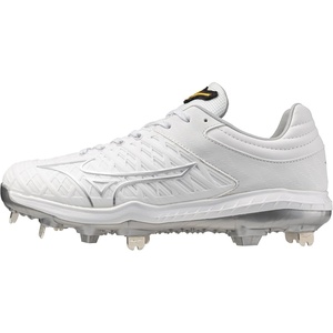 Mizuno Women’s Pro Fp Low Women’s Metal Fastpitch Cleat(White/Silver)