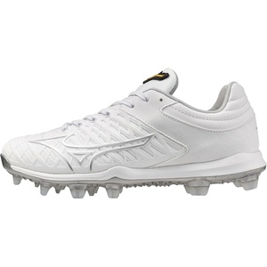 Mizuno Women’s Pro Fp Low Women’s TPU Fastpitch Cleat(White/Silver)