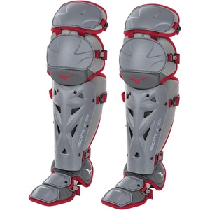 Mizuno Women’s Samurai Fastpitch Softball Shin Guards(Grey/Cardinal)