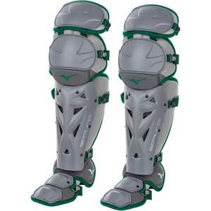 Mizuno Women’s Samurai Fastpitch Softball Shin Guards(Grey/Forest)