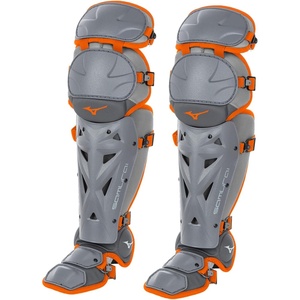 Mizuno Women’s Samurai Fastpitch Softball Shin Guards(Grey/Orange)