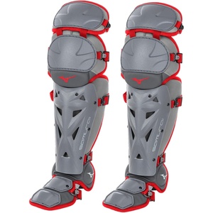 Mizuno Women’s Samurai Fastpitch Softball Shin Guards(Grey/Red)