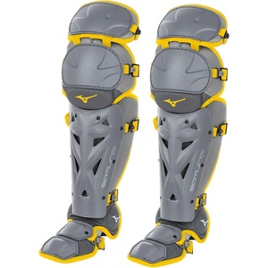 Mizuno Women’s Samurai Fastpitch Softball Shin Guards(Grey/Yellow)